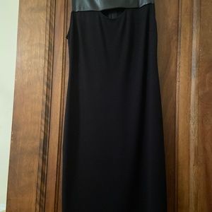 The Acqua brand black cocktail dress trimmed in faux leather